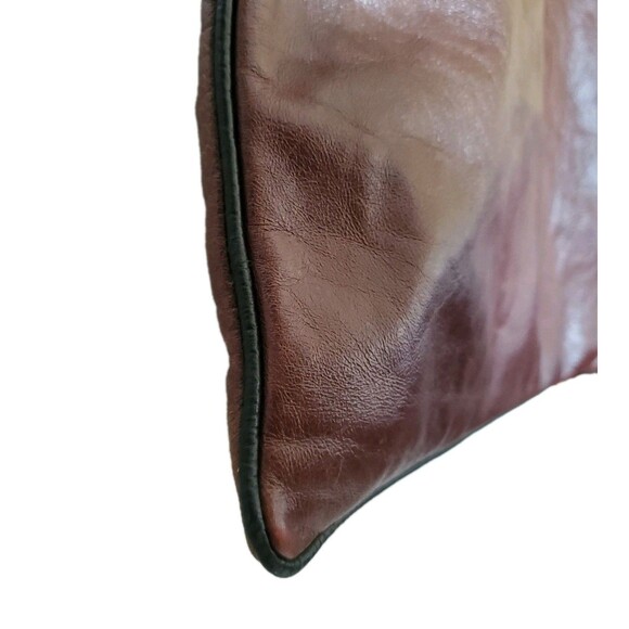 Anthony Luciano Wine Leather Tote Shoulder Bag Charm Penny Woven Trim Straps Lg - Picture 11 of 16